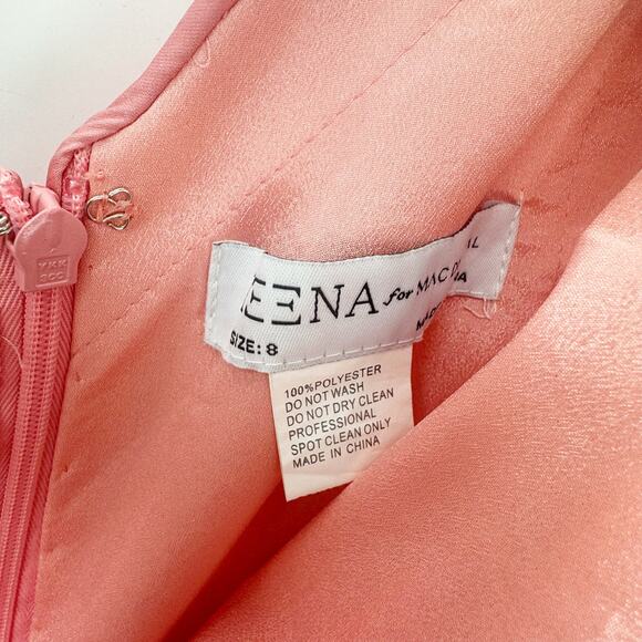 Ieena For Mac Duggal One Shoulder Embellished Satin Gown Pink Women's Size 8 NWT - Picture 10 of 12